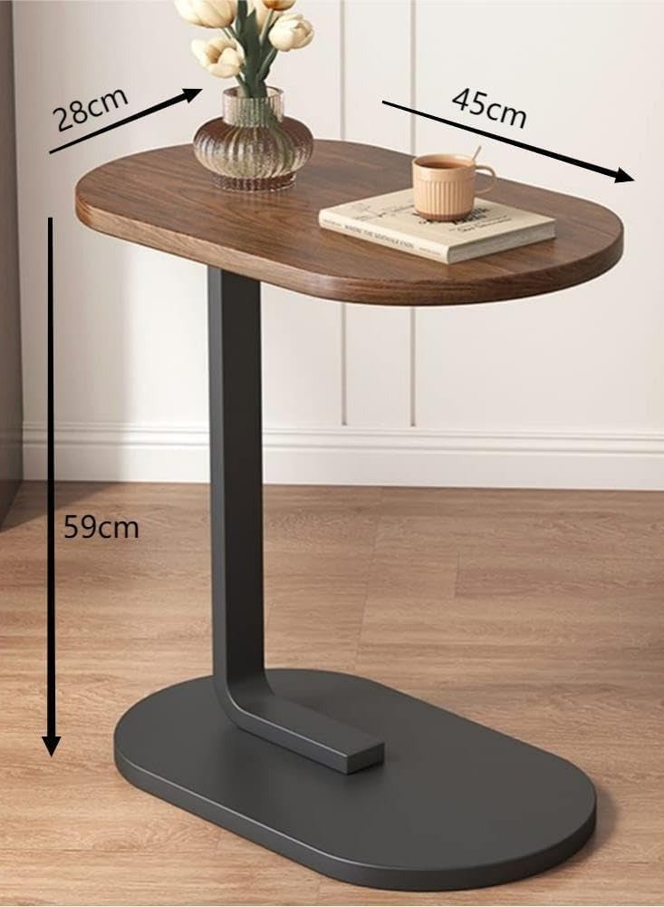 بيوينتي طاولة قهوة بيضاوية الشكل بتصميم C، متعددة الاستخدامات (للصالة، وتناول الوجبات الخفيفة، وحمل الحاسب المحمول، والغرفة، والمكتب، والأريكة، والسرير)، مقاومة للخدوش، وسهلة التجميع (بني × أسود) - Image 2